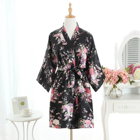 

WGOUP Women Sexy Kimono Dressing Gown Bath Robe Lingerie Nightdress Black(Buy 2 Get 1 Free)