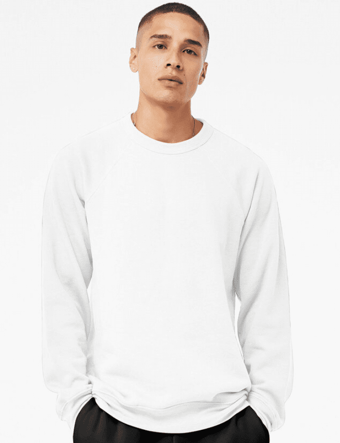 BELLA+CANVAS Adult Crew Neck Personalized Sweatshirt, Create your own Designs, White, Medium, Unisex