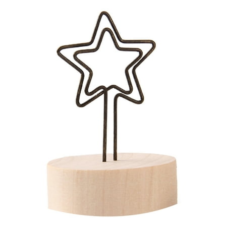 

Card Holders Cartoon Wooden Base Iron Photo Clips for desk