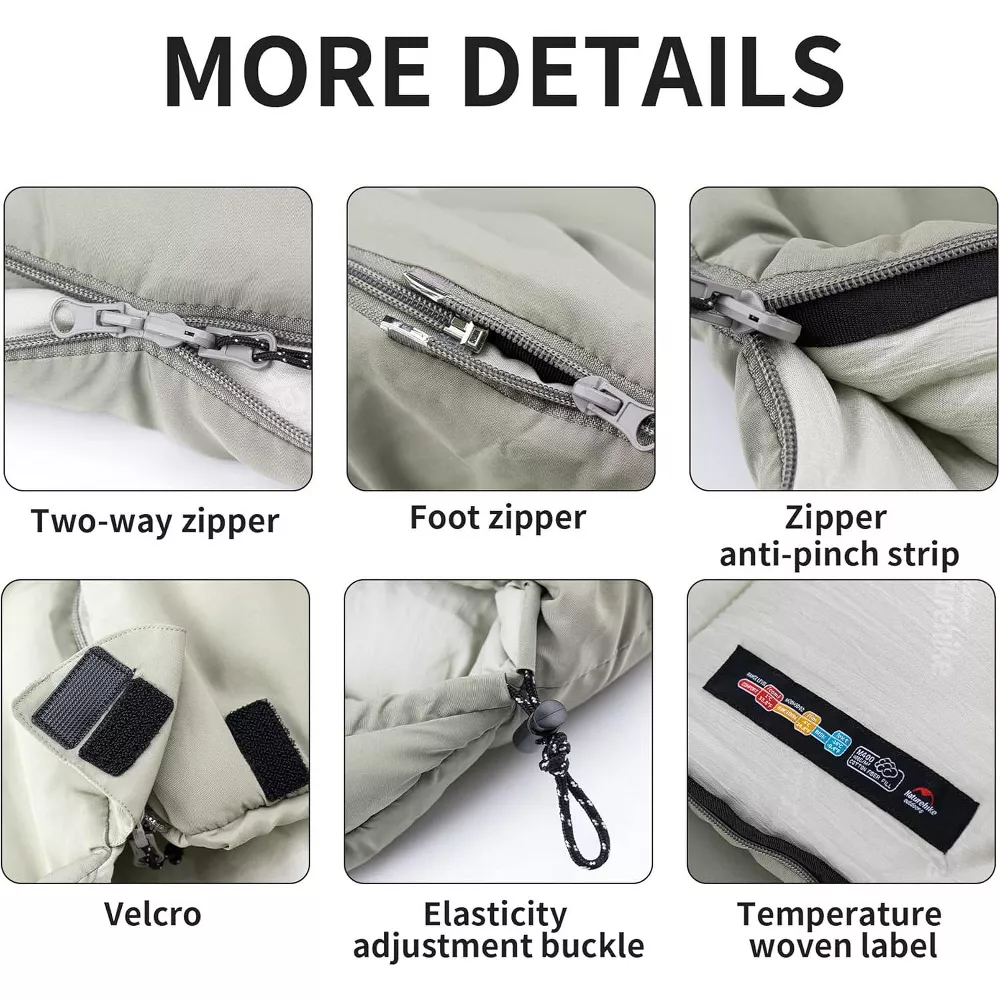 Naturehike Sleeping Bag for Adults with Hood, Hollow Cotton Sleeping Bag, Waterproof Spliceable Sleeping Bags for Camping, Hiking, Traveling- Right