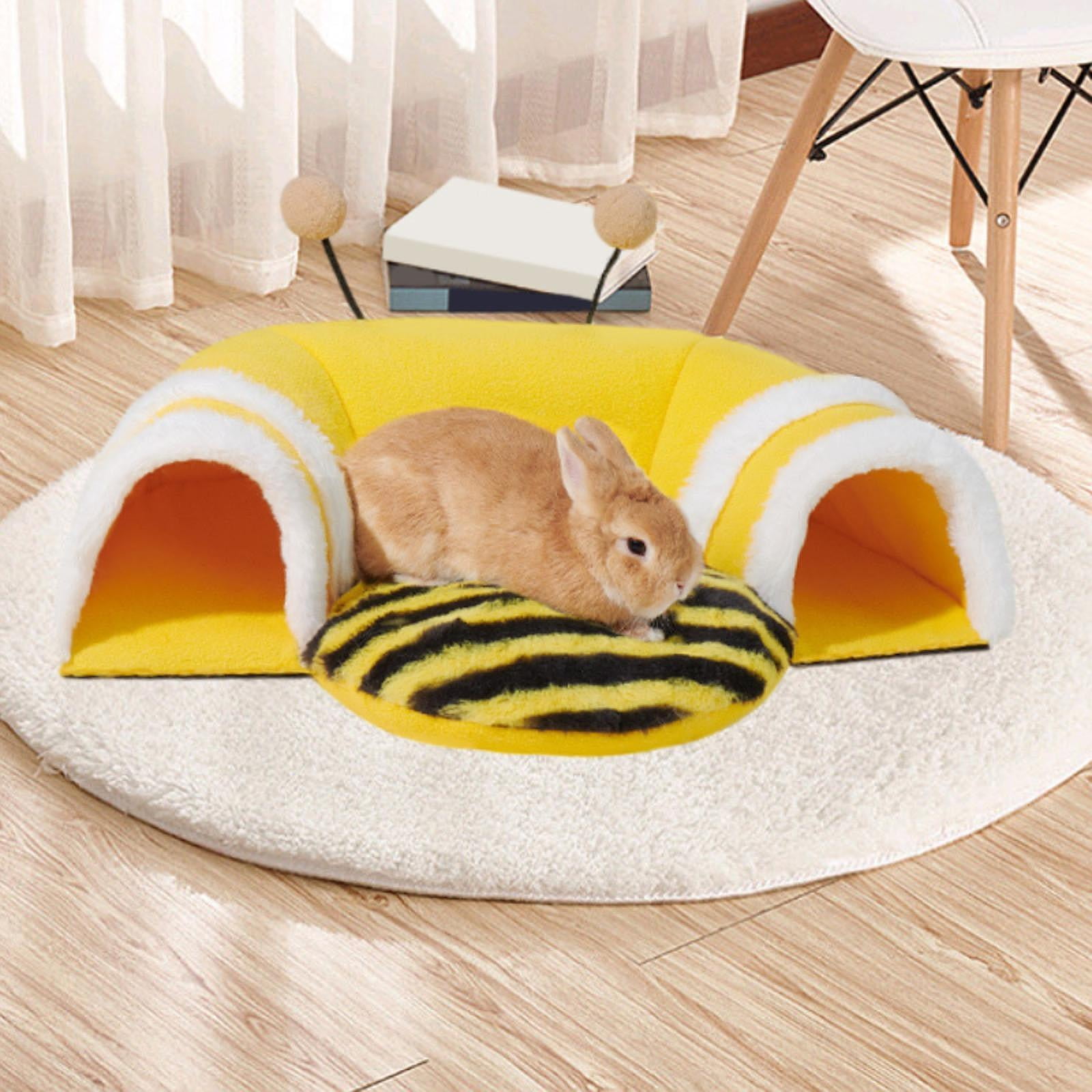 balikha Guinea Pig Hideaway Hamster Tunnel Cage Accessories Autumn Winter Warm Supplies House for Small Animal Beds Rat Mice Resting , Bee Nest