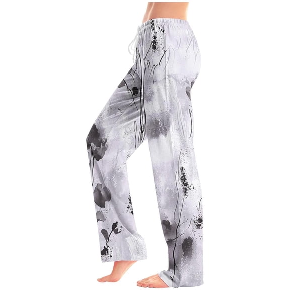 JUSLIO Womens Pajama Pants Comfortable Casual Pockets Drawstring Loungewear Gray L