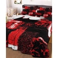 thumbnail image 3 of Quilts Queen Size Bedding Set, Red Black Lightweight Quilted Comforter, Modern Abstract Art Botanical Soft Reversible Bedspread Coverlet with Pillow Covers for All Season, 90" x 96", 3 of 7