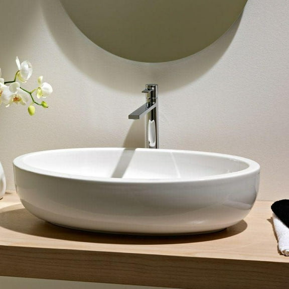 Nameeks Scarabeo 8111-No Hole Scarabeo 23-5/8" Ceramic Vessel Bathroom Sink - White