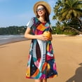 thumbnail image 4 of Easygdp Abstract Jazz Instrumental para Vestido Transpirable de Mujer, Vestido Suelto de Manga Corta con Pliegues y Bolsillos para el Verano, 4 of 6