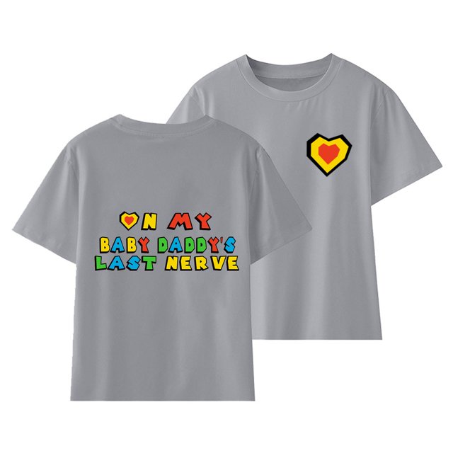 Gibobby Camisa Moda Camiseta de manga corta con estampado de letras de amor para niños grandes, de cuello redondo, camiseta informal, camiseta con estampado de doble(Gris, 8-9 Años)