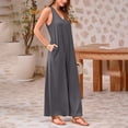 thumbnail image 7 of GILIGEGE Women's Summer Causal Jumpsuits Sleeveless Wide Leg Long Rompers V Neck Strap Loose Baggy Overalls Beach Jumpsuits with Pockets High Waisted Stylish Loose Jumpsuit Vest V Neck Wide Leg, 7 of 7