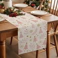 thumbnail image 3 of Merry Christmas Tree Seamless Sketch Table Runner 13x120in Non-Slip Cotton Linen Table Runners, Pink Stripe on Linen Dresser Scarves TableRunner for Dinner Kitchen Dining Wedding Party, 3 of 9