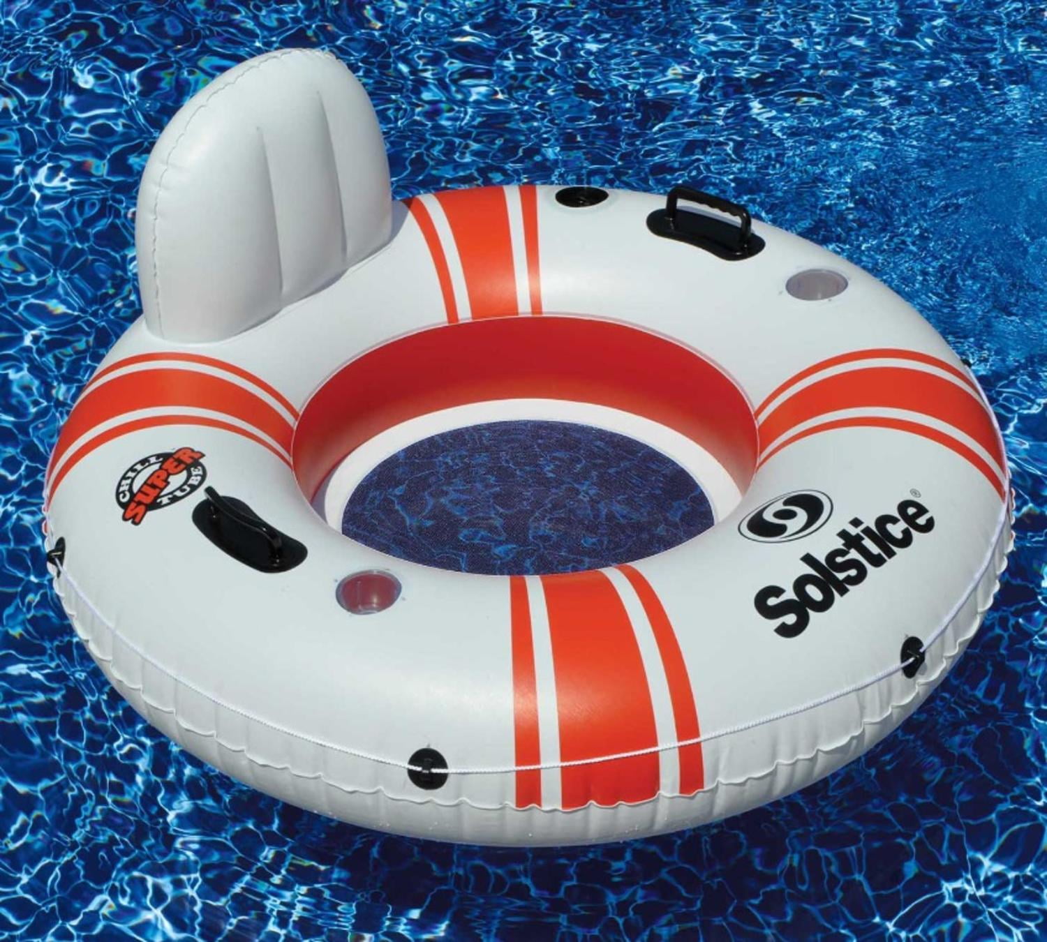 52" Solstice Super Chill Red and White Inflatable Swimming Pool Inner Tube