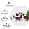 thumbnail image 3 of Honeii Vintage Buffalo Plaid Christmas Camper print Leather Coaster Set of 4, ideal for safeguarding your furniture from drinks spills and effortless cleanup-Hexagon, 3 of 6