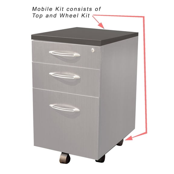 Mayline Aberdeen 3 Drawer Steel Mobile Kit in Gray Steel Laminate