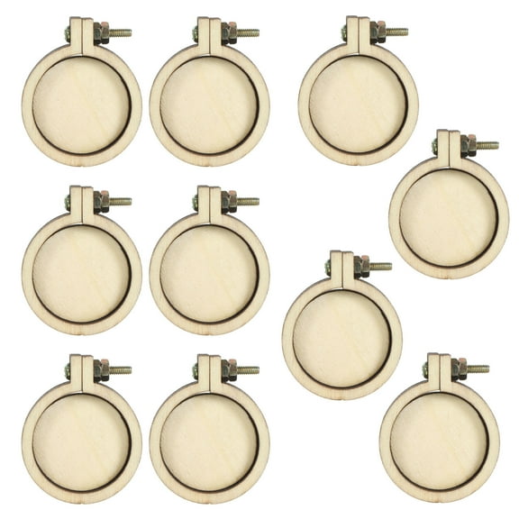 FRCOLOR embroidery ornament frame Embroidered Mini Round Cross Stitch Fixed Frame Wood 10PCS