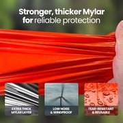 Wallaby 2-Pack Emergency Mylar Sleeping Bags with Nylon Pouches, Whistle Pull & Paracord with Carabiners, Free Survival Guide (Orange)