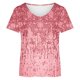 thumbnail image 4 of moda de las mujeres casual manga corta impreso cuello redondo suéter suelto top rosa/3xl, 4 of 4