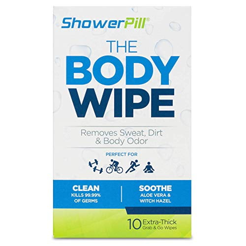 The Body Wipe by ShowerPill No Shower Wipes for Adults