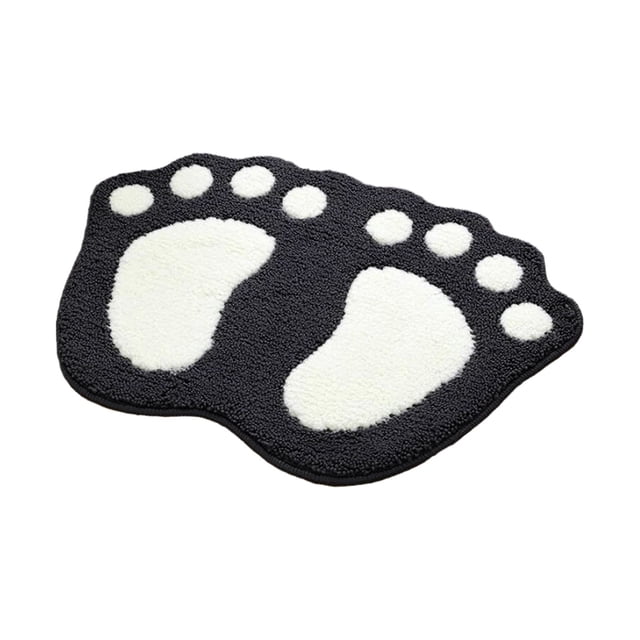Spring Door Mat Easter Footprint Shaped Tufted Bath Rug Non Slip Washable Absorbent Quick Dry Black for Entryway Bathroom