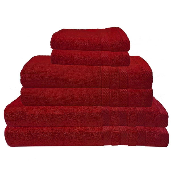 Premius Premium 6Piece Combed Cotton Bath Towel Set, Burgundy