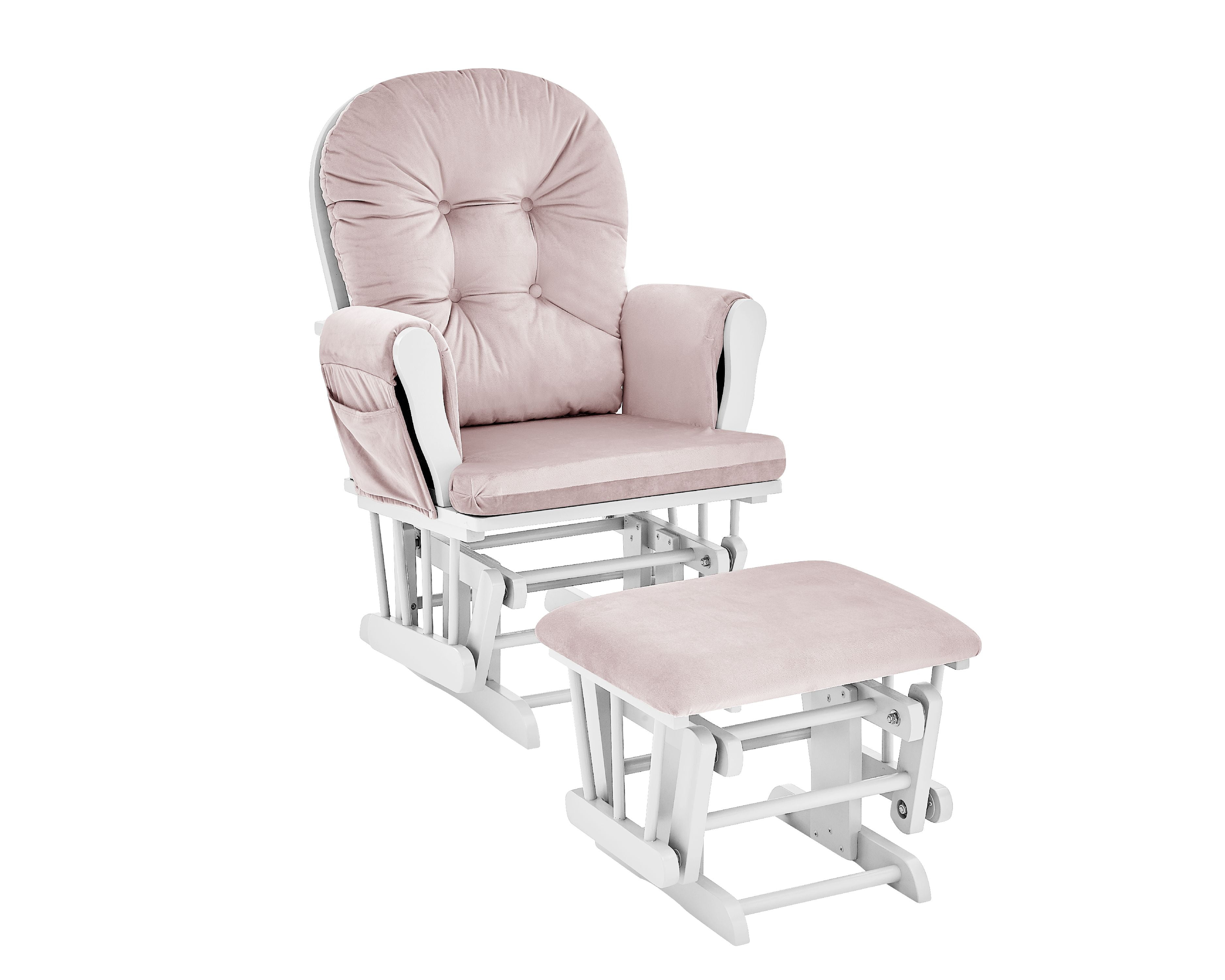 pink glider and ottoman
