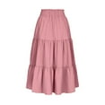 thumbnail image 5 of Dpytoraw Bohemian Style Tiered Flared Midi Skirt For Women Flowing A Line Skirt With Lightweight Fabric Perfect For Casual Wear And Beach Outings Women’s Corduroy A-Line Midi Skirt Pink, 5 of 5