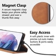 thumbnail image 3 of Premium PU Leather Flip Folio Case for Samsung Galaxy S23 Plus, Magnetic Closure Protective Case Kickstand Card Cash Slot Shockproof Durable Wallet Cover Soft TPU Inner Phone Case - Brown, 3 of 17