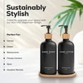 thumbnail image 2 of Black Glass Soap and Lotion Dispenser Set with Tray by - Liquid Hand Soap Dispenser and Pump - Bamboo Bathroom Accessories & Modern Bathroom Decor (Black), 2 of 3