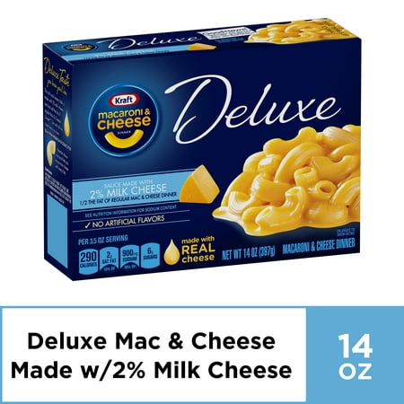 UPC 021000671892 product image for Kraft Deluxe Macaroni and Cheese Dinner with 2% Milk Cheese, 14 oz Box | upcitemdb.com