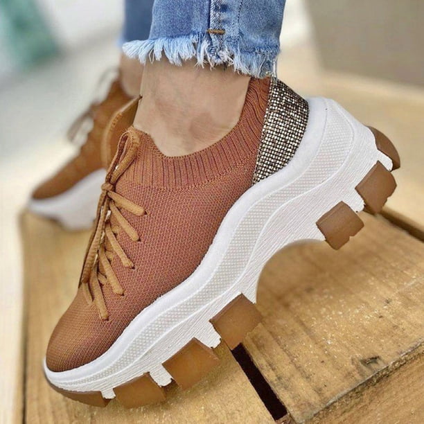 Novedad de verano, zapatos deportivos informales de suela gruesa de gran tamaño, puntera redonda, encaje frontal Wmkox8yii shalkjhdk280