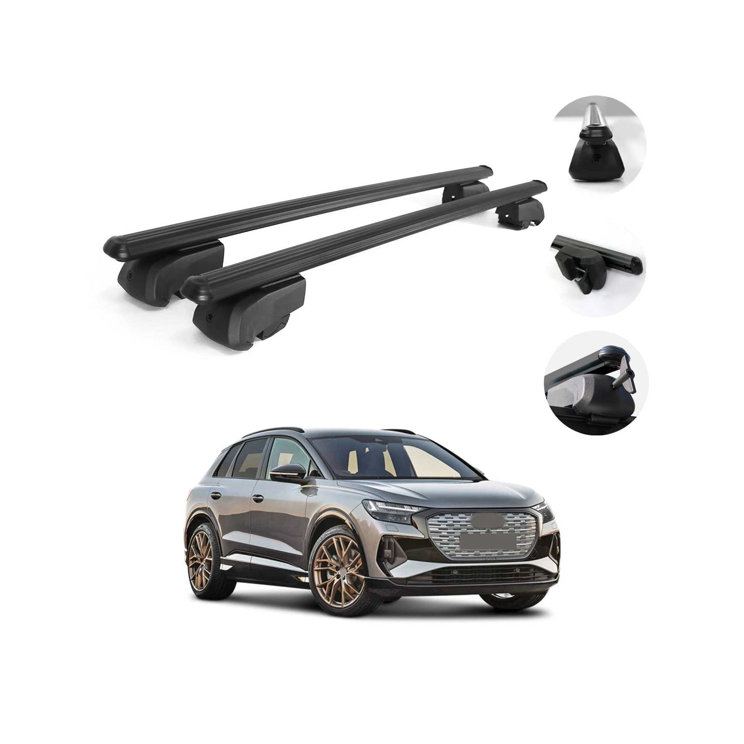 Black Roof Rail Rack Cross Bars Alu Luggage Carrier For Audi Q4 e-tron ...