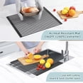 thumbnail image 3 of Over The Sink Dish Drainer Drying Rack, 17.6" W x 15.4" L Roll Up Dish Racks Kitchen Sink Organizer Silicone Wrapped Large in Sink Dish Drying Rack Foldable Rolling Drain Mats Anti-Slip, 3 of 8