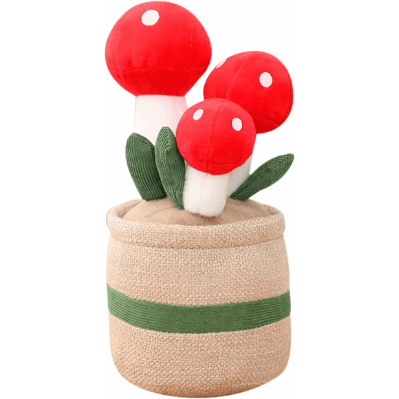 9.8-Inch mushroom plush plant, red mushroom potted plant Kawaii plush toy is the best gift for children(red)