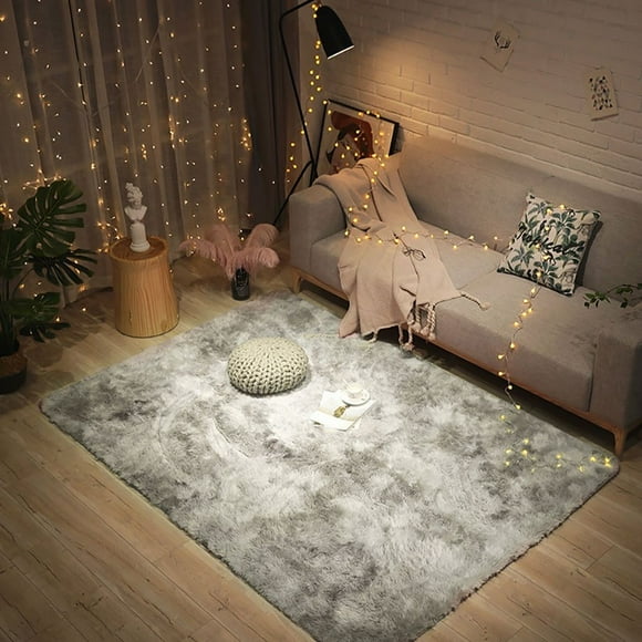MesaSe Shaggy Floor Rugs Variegated Tie-Dyed Gradient Color Carpet Fluffy Bedroom Rugs