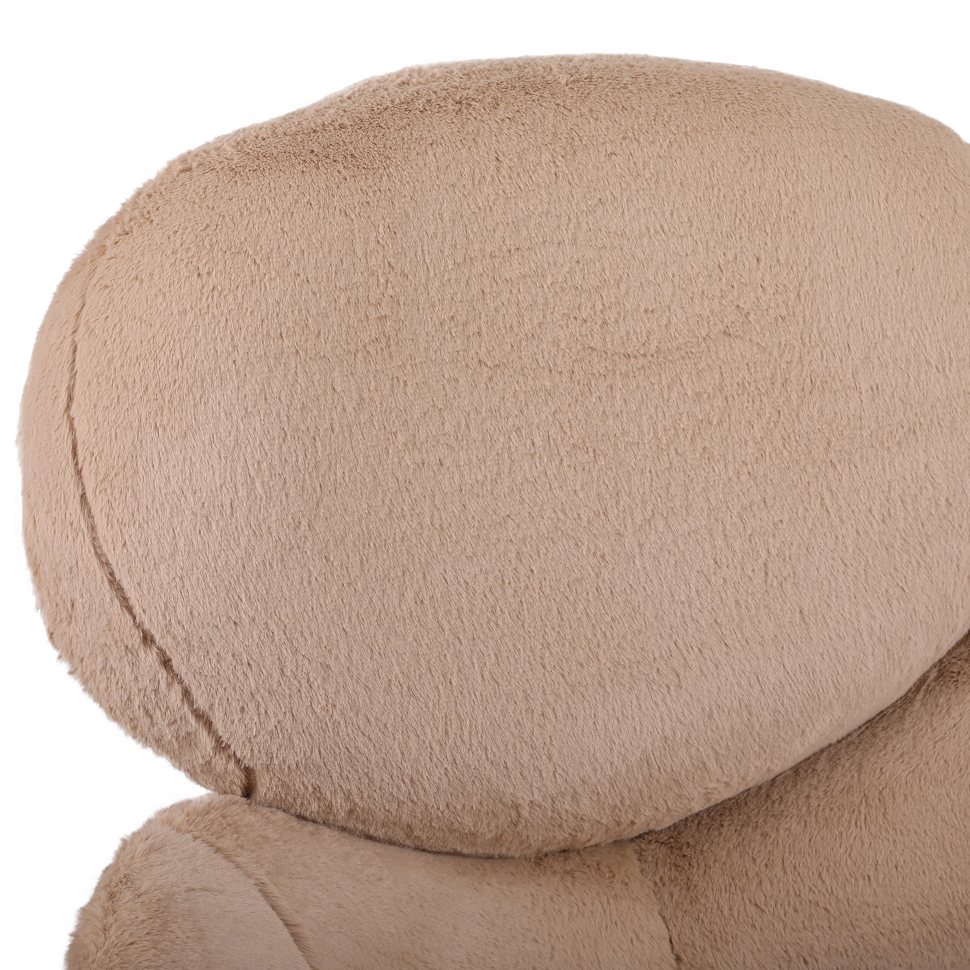Kadyn Modern Sherpa Armchair with Black Metal Legs, Comfy and Soft Chairs for Bedroom, Light Brown