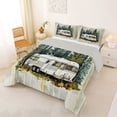 thumbnail image 2 of Castle Fairy Watercolor Camper Full Size Comforter Sets 3 Pieces for Teens, Forest Print Bedding Sets for Bedroom, White Green,Grey Reversible, 2 of 6