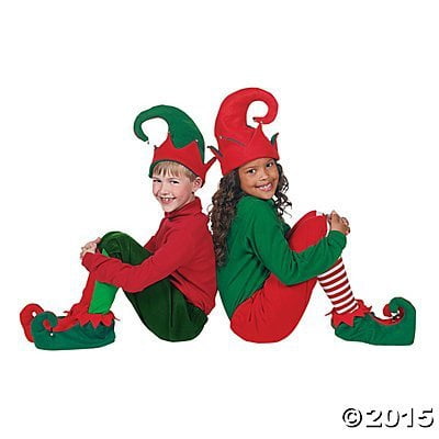 Santa's Helpers Elf Elves Shoes & Hat Costume Accessory Set