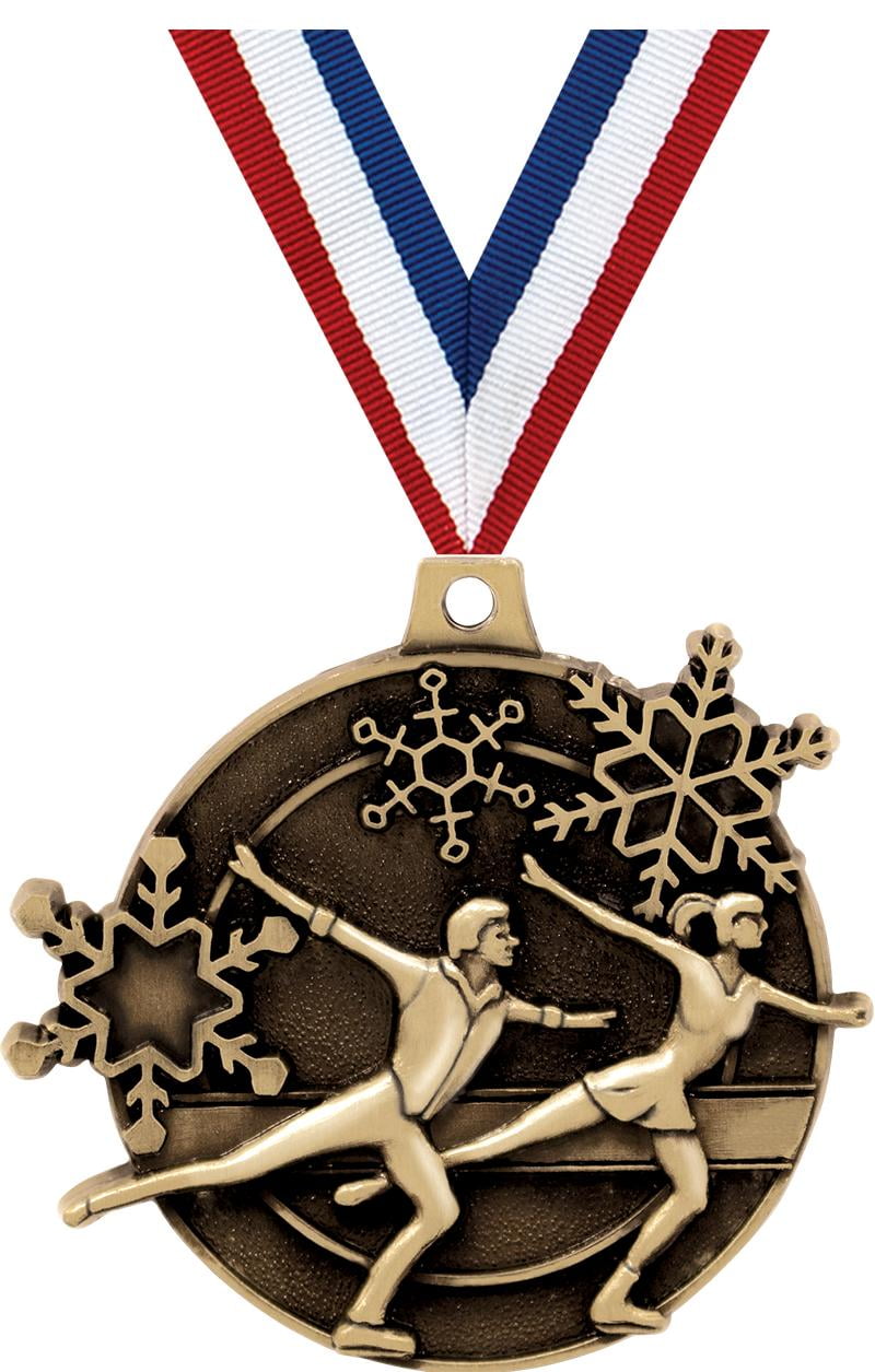 Skating Medals, 2" Gold Diecast Skating Medal Award 50 Pack