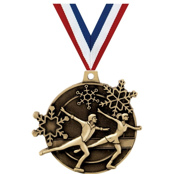 Skating Medals, 2" Gold Diecast Skating Medal Award 1 Pack