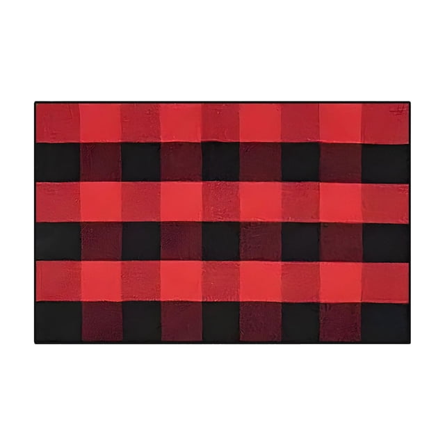 Front Door Matfall Outdoor Rug Orange Plaid Outdoor Rug Hand Woven Check Rug Plus Size Layered Doormats for Front Door Front Porch Farmhouses Entryway Patio