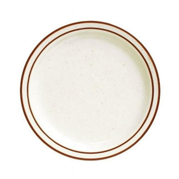 Tuxton China TBS-009 American 9.5 in. Bahamas Plate - White with Brown Speckle  - 2 Dozen