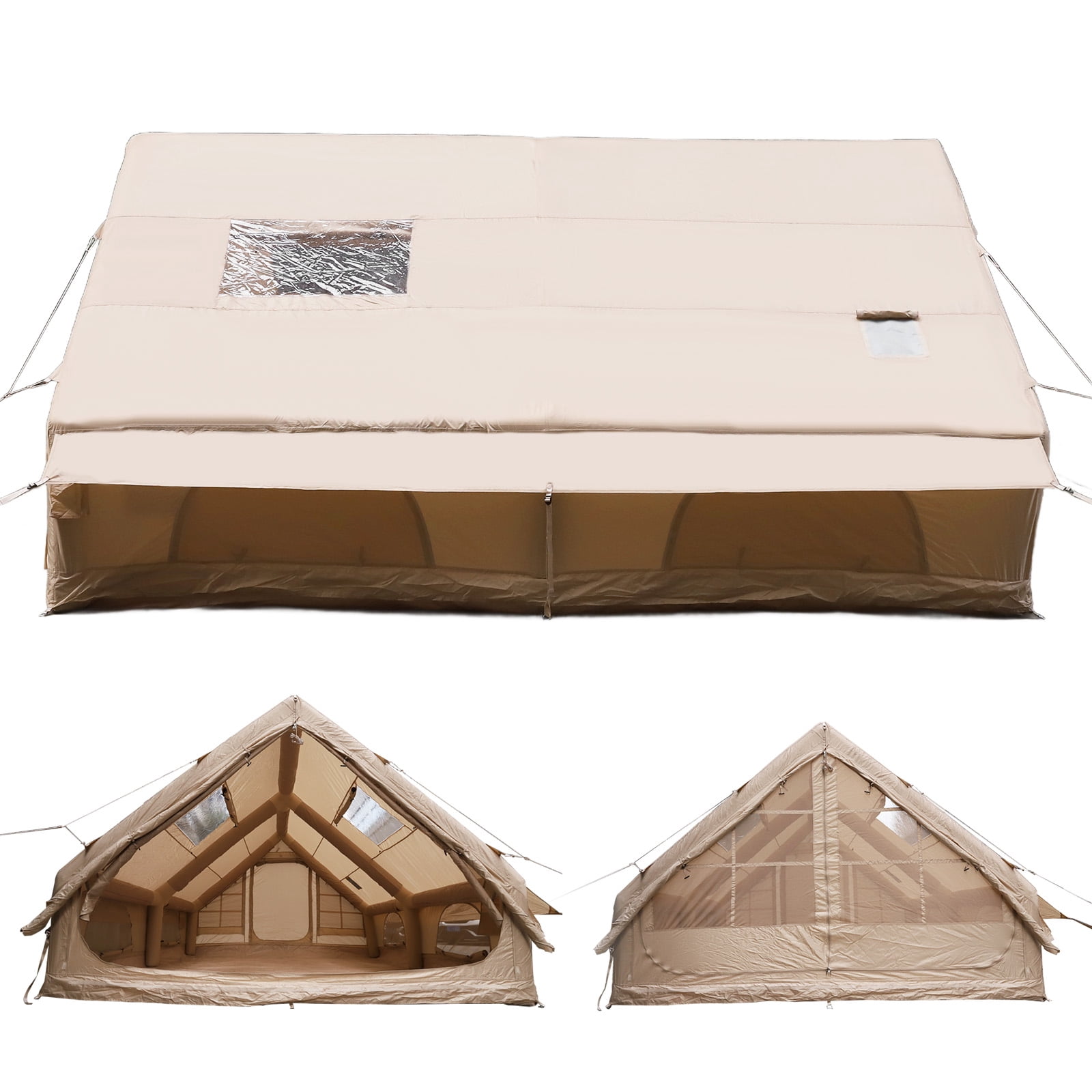 Btidfty Inflatable Camping Tents with Mesh Windows & Pump Easy Setup 420D Glamping House