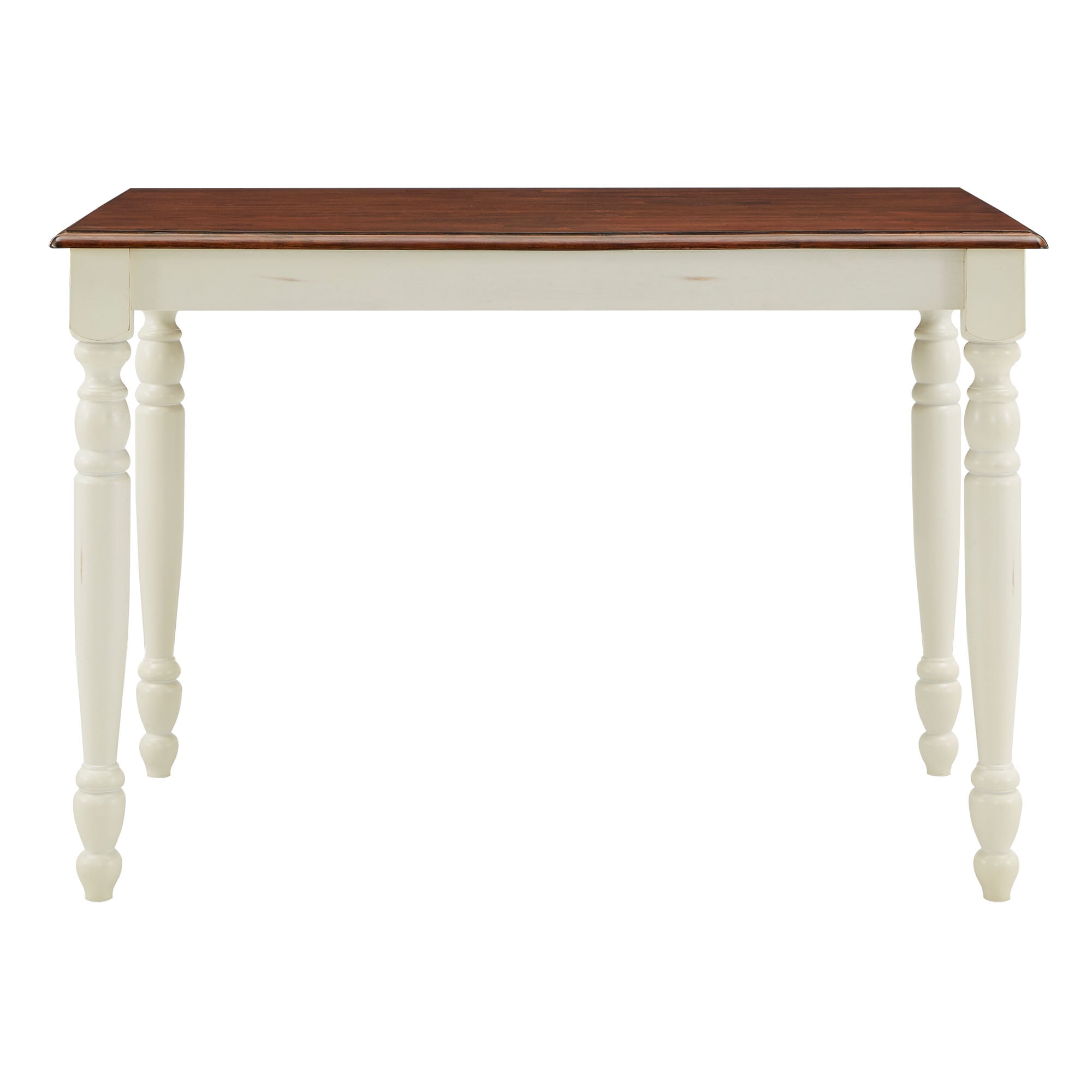 Weston Home Ohana Two-Tone Extending Counter Height Dining Table, Antique White and Warm Cherry