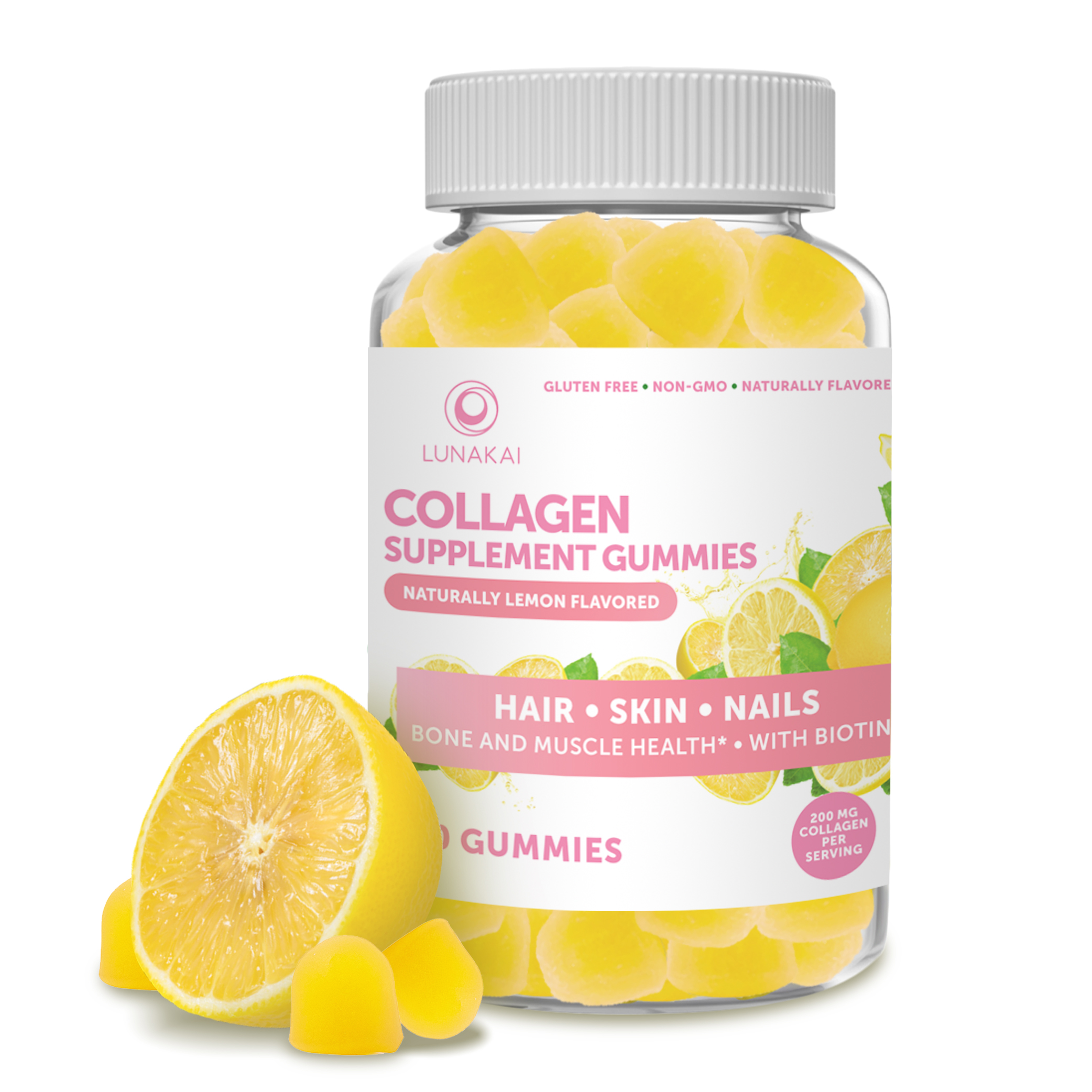 Lunakai Collagen Gummies AntiAging Vitamins for Hair and Skin 30 Day