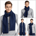 thumbnail image 6 of EINSKEY Men's Winter Scarf 2-Pack, Soft Solid Scarves with Tassel, 72" Warm Gift for Him Her - Navy & Burgundy, 6 of 7