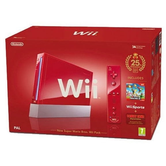 Restored Nintendo Wii Hardware Video Game Console with 5 GB Data Storage, Red, 1 Count