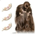 thumbnail image 2 of 3 Pack Flower Hair Clips for Girls and Ladies - Rhinestone Decorative Metal Gold Accessories, 2 of 8