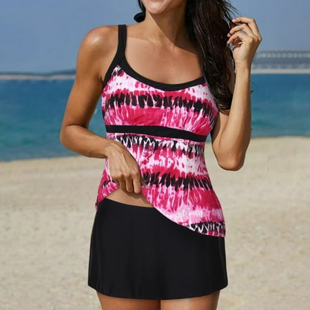 

Mishuowoti Plus Size Women s Swimwear Tankini 2 Piece Normal Swimsuit High Waisted Bathing Suits Sports Vacation / Strap / New / Padded Bras / Strap Swimsuit