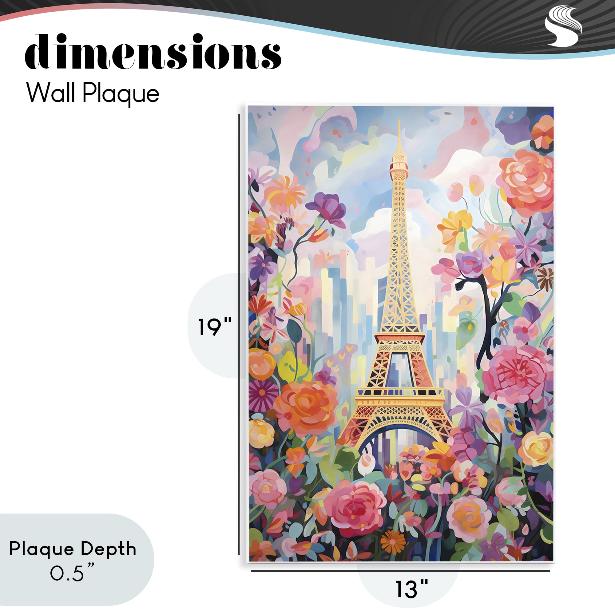 Stupell Industries Eiffel Tower Surrounded By Florals Wall Plaque Art, design by Creative Studio