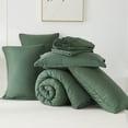 thumbnail image 6 of Davulos King Size Comforter Set 7 Pieces ,Dark Green Bed in a Bag King , All Season Bedding Set with Comforter, Flat Sheet, Fitted Sheet, Pillowcases & Shams, 6 of 8