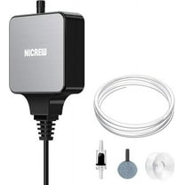NICREW Nano Silent Aquarium Air Pump, Corded Electric, Aquarium Aerator with Accessories for Up to 10 Gallon Fish Tank, Super Quiet, 0.3 L/min, 1.5 Watts