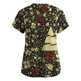 thumbnail image 3 of Puntoco Blusa de manga corta con cuello en V para mujer, uniforme con bolsillos estampados de Navidad Puntoco Puntoco-1275, 3 of 3