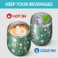 thumbnail image 4 of 12oz Stemless Wine Tumblers Green Christmas Santa and Icon Pattern Vacuum Insulated Stainless Steel Travel Tumbler Cups Mug with Lid and Straw for Champaign,Cocktail,Beer with Cleaning Brush, 4 of 5